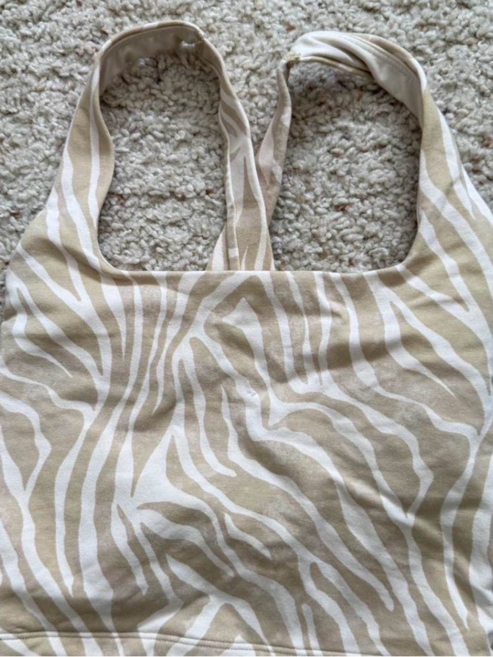 Neutral Zebra Print Tank Top - Cream & Tan
